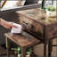 Tables de bout gigognes avec tiroirs, structure en métal et plateau en bois, parfaites pour le salon et l'organisation de la chambre à coucher