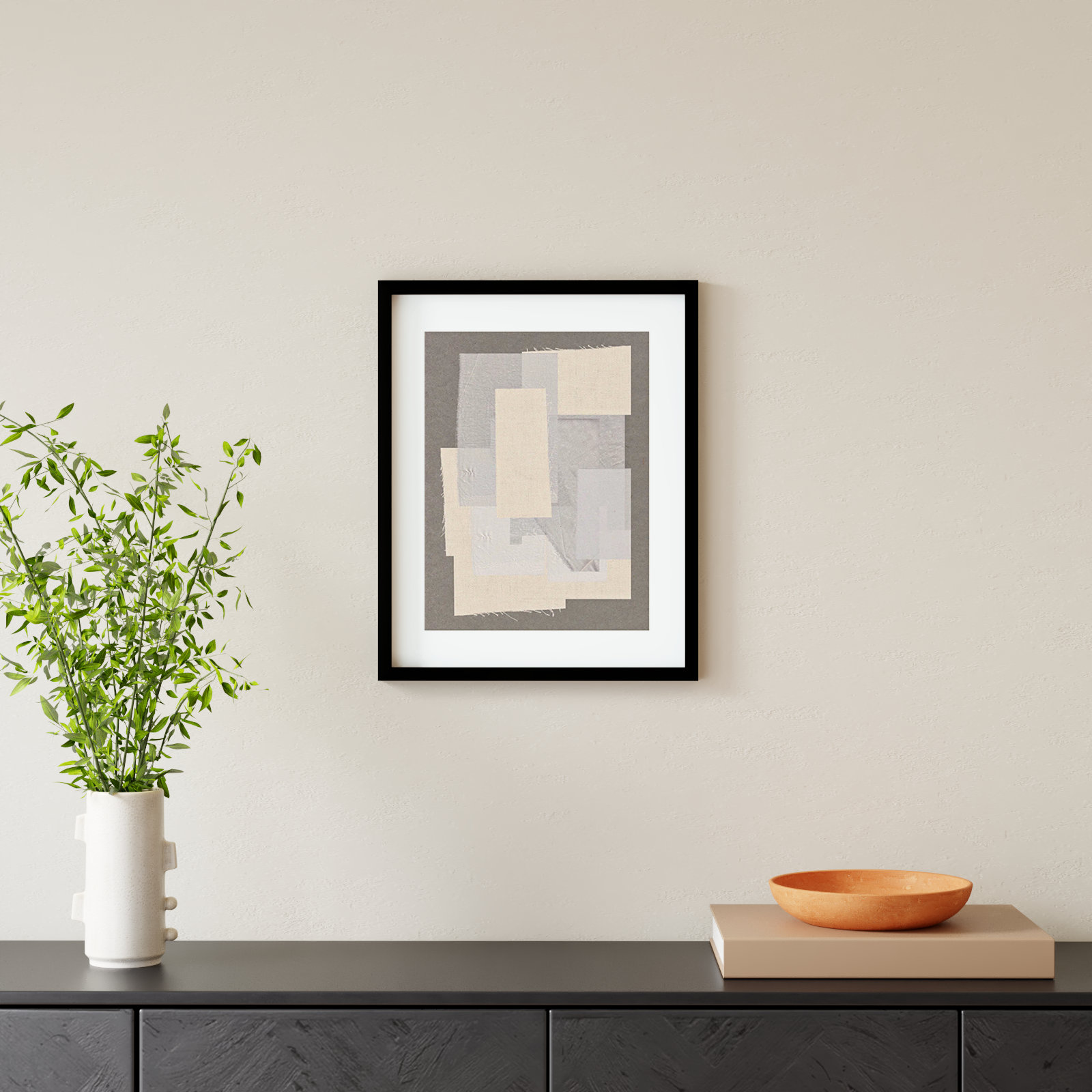 Pifer "Fabric Pattern Collage No 7" Print, 21" H x 17" W, Black