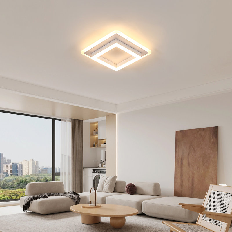 30Cm White Square LED Acrylic Flush Mount Ceiling Light, 3000K