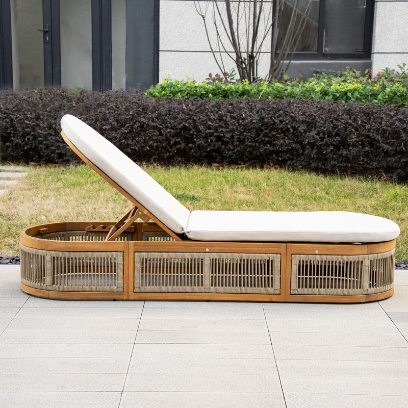 Acacia Reclining Outdoor Chaise Lounge - Thumbnail 3