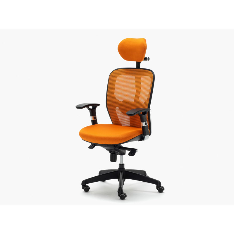 Polyester Blend Office Chair with Headrest, Orange