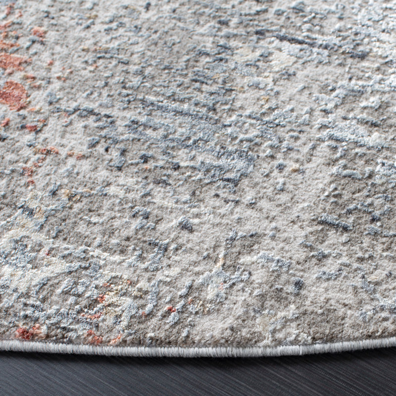 Adal Abstract Grey Area Rug, Round 6'7"