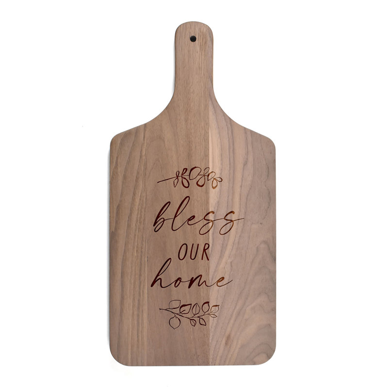 Bless This Home Leaf Paddle Cutting Board, Walnut