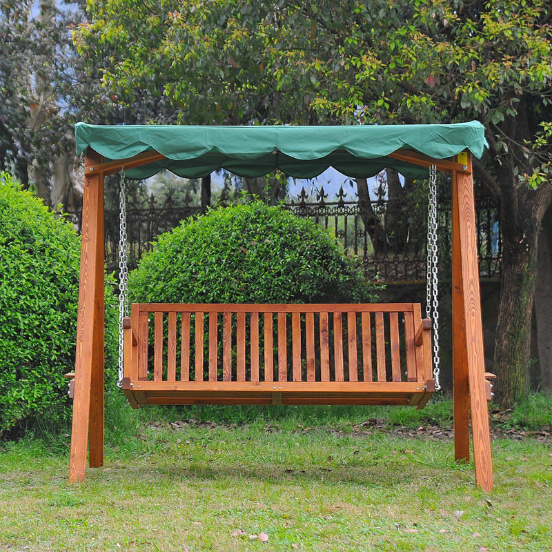 3 Person Pine Porch Swing with Canopy