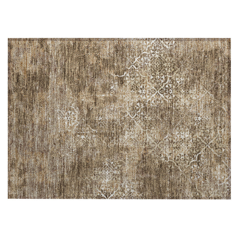 Jeryiah Washable Damask Indoor / Outdoor Rug, Rectangle 1'8" x 2'6"