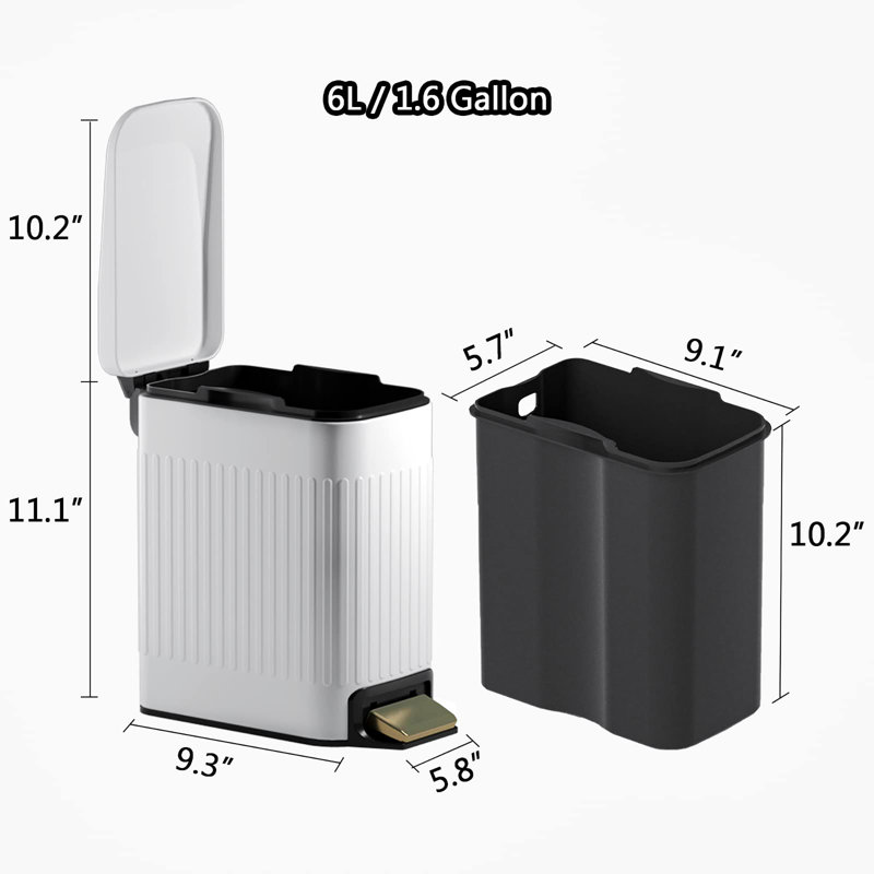 Petite poubelle de salle de bain avec couvercle à fermeture en douceur, Blanc