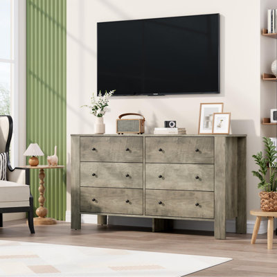 6 Drawer Dresser For Bedroom, Modern Double Dresser Organizer With Storage Drawers by Ebern Designs