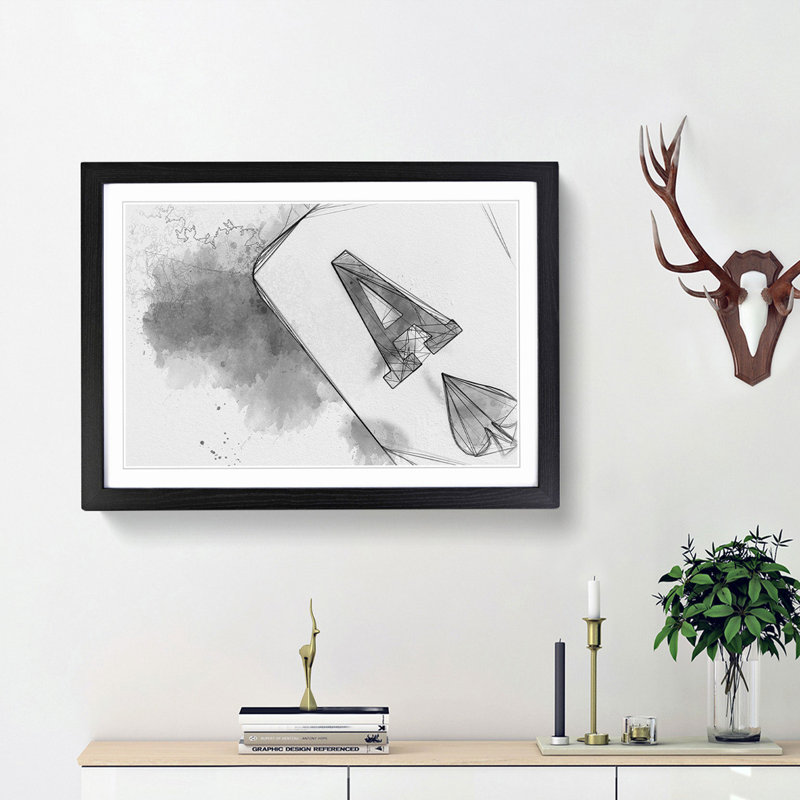 The Ace of Spades in Abstract - Framed Print, 27cm H x 36cm W x 2cm D, Black Framed