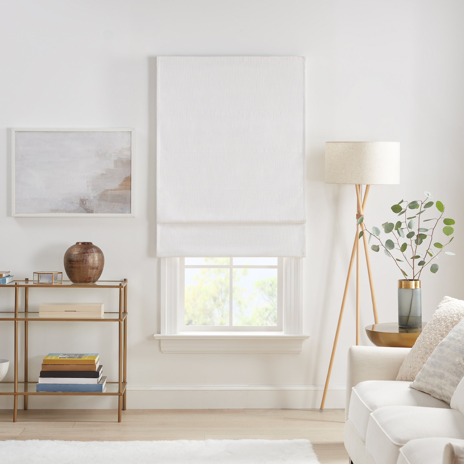 Eclipse Drew Blackout Roman Shade, 27"W x 64"L, White