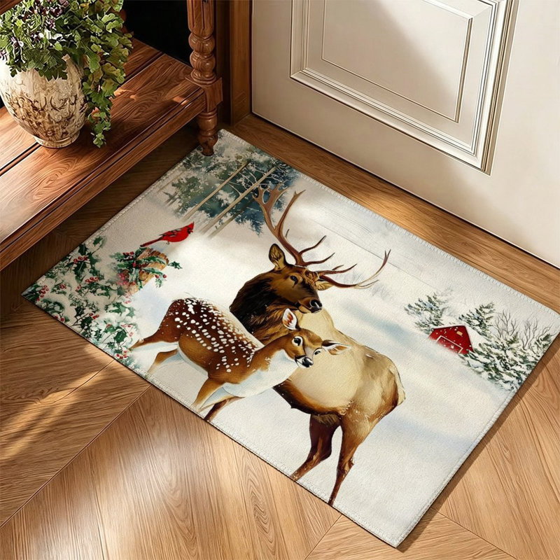 Tapis antidérapant Winter Elk Fawn Forest 120 x 80 cm, pour couloir