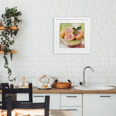 «Bold Grapefruit» dans un bol en céramique, reproduction encadrée sous verre, design par Riley B