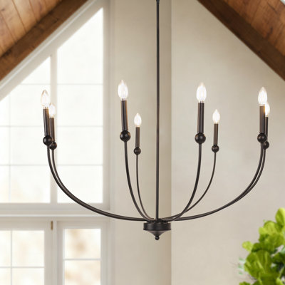 8-Lights 39.8"W Large Candle Style Classic/Traditional Chandelier For Living Room