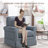 Hedwige 33" W Modern Soft Wide Upholstered Striped Swivel Arm Accent Chair-1085024321