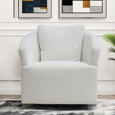 360 Swivel Study Armchair, Beige Fabric Upholstery For A Focused Environment Modern Linen Covering Contemporary Look