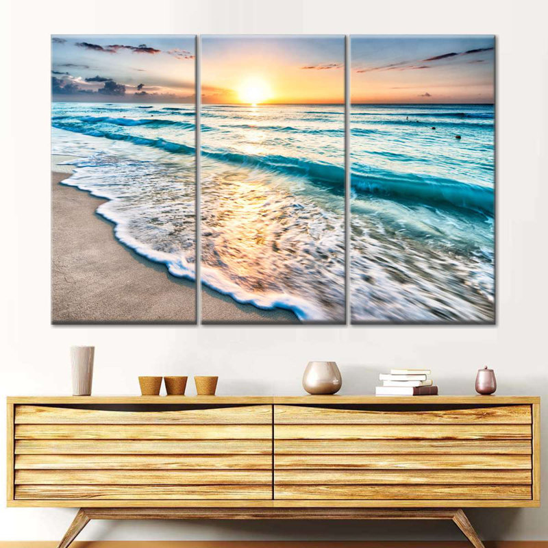 «Foamy Cancun Beach», reproduction d'art sur toile, H 32 po x l 50 po x P 1,25 po