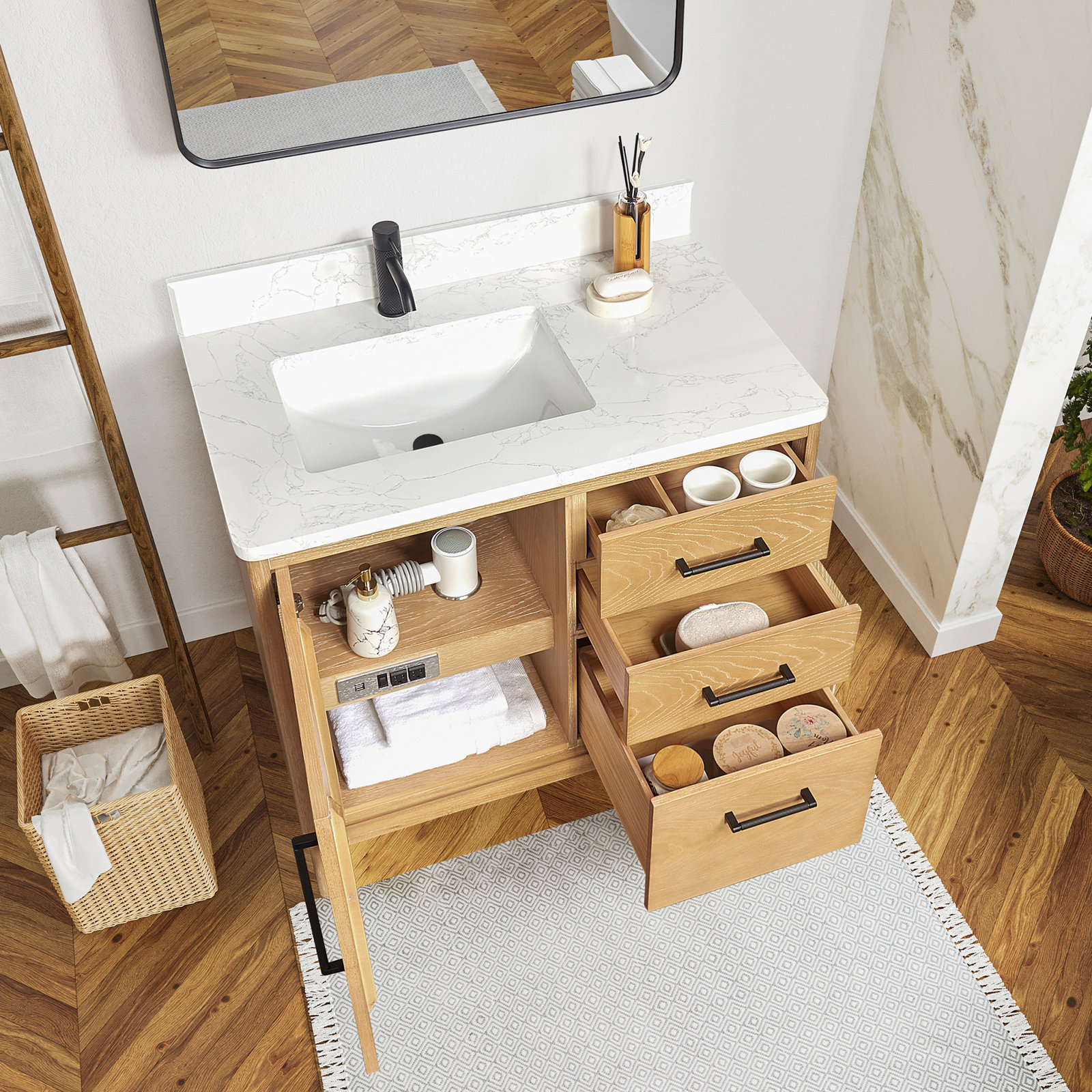 Langosta 36" Single Bathroom Vanity, Washed Ash Gray