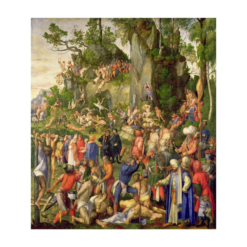 «Martyrdom of the Ten Thousand» par Albrecht Dürer - Estampe numérique, H 40 po x l 32 po