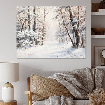 Hiver, forêt, charme de neige, paysage - neige, art mural