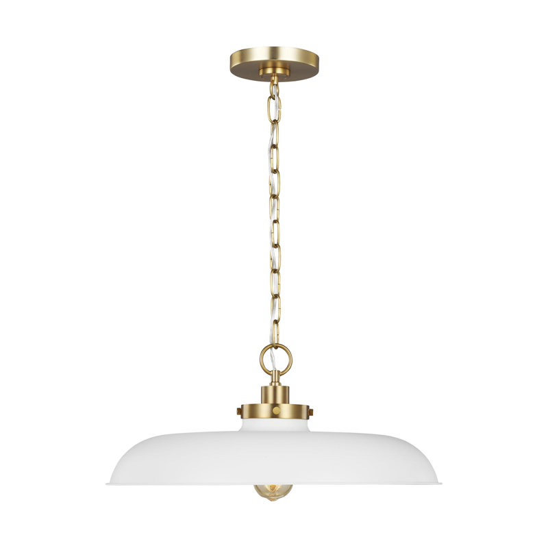 Wellfleet 1 - Light Pendant, Matte White, Burnished Brass