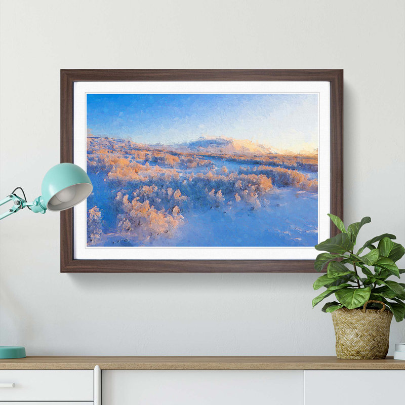 Winter Forest in Sweden - Picture Frame Painting Print, 48cm H x 65cm W x 2cm D, Walnut Framed
