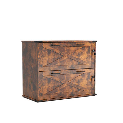 Barn Door Wooden 2 Drawers Flynt With Lock 25.79"H by Gracie Oaks