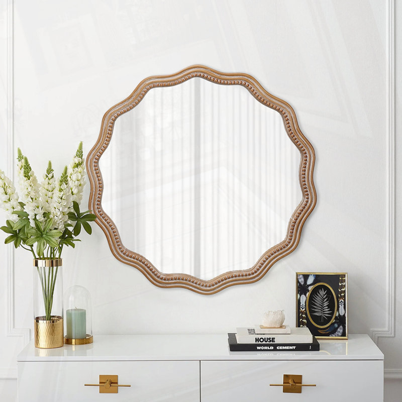 Miroir mural rond en bois