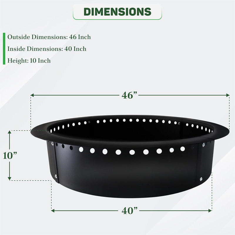 Febtech Smokeless Fire Ring Liner - Od & Id - Premium Carbon Steel Fire Ring With Heat Resistant Coating - Diy Portable Smokeless Fire Ring Designed For Memorable Gatherings Under The Stars