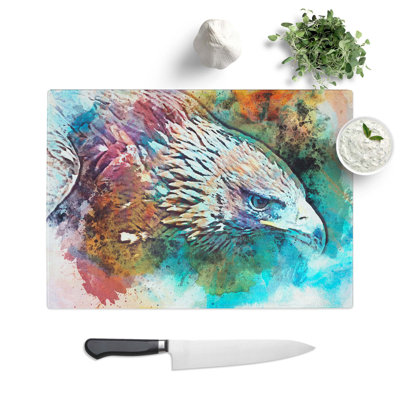 Glass Eagle in Abstract Chopping Board