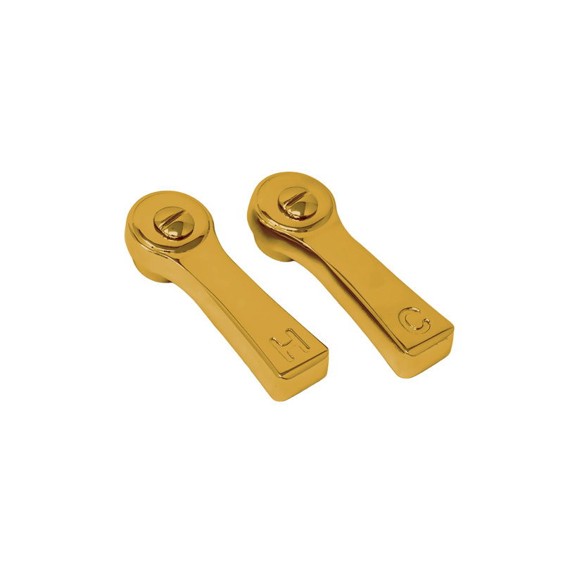 Strom Living P0782 Deco Lever Handle Pair, Unlacquered Polished Brass