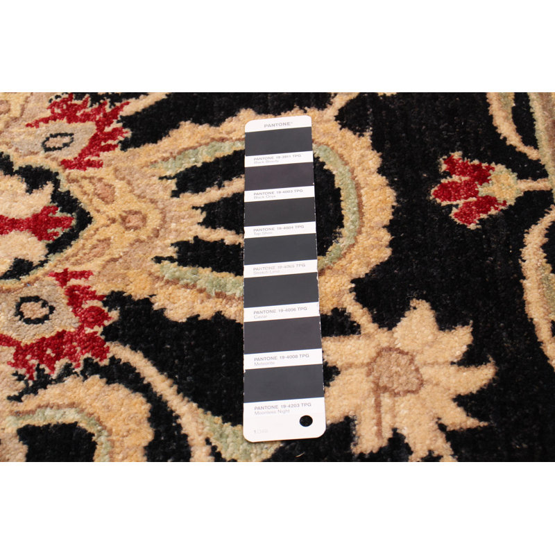 Tapis unique en laine noué à la main 8 pi x 10 pi nouvel âge en noir / jaune Hemingford