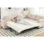 Canapé-lit beige à 6 places, structure en bois, coussins de dossier épais amovibles, lit confortable à 6 places, beige, conception escamotable, longue durée de vie