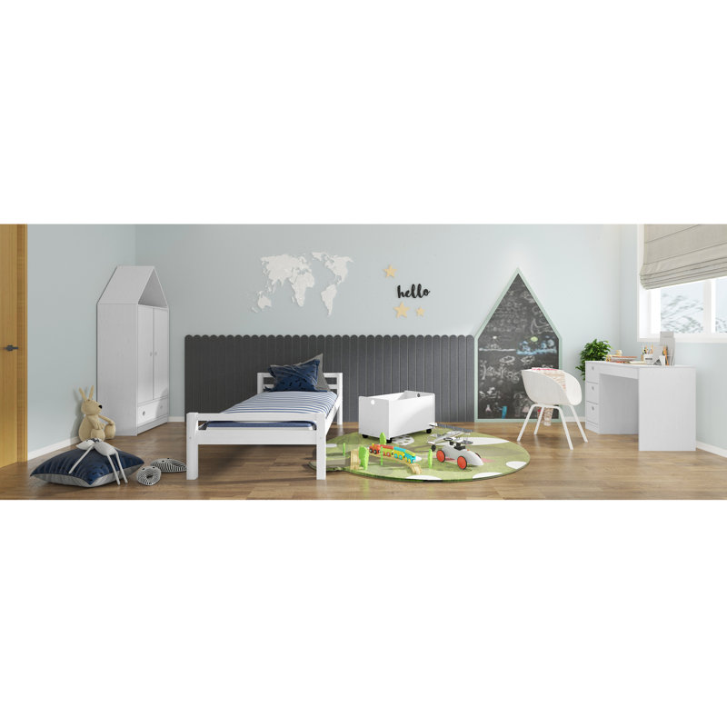 Diepreye Solid Wood Writing Desk, White