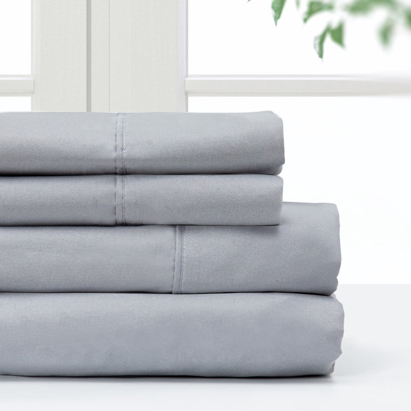 Polyester Sheet Set, Gray, Full Sheet Set+Fitted Sheet+2 Pillowcases