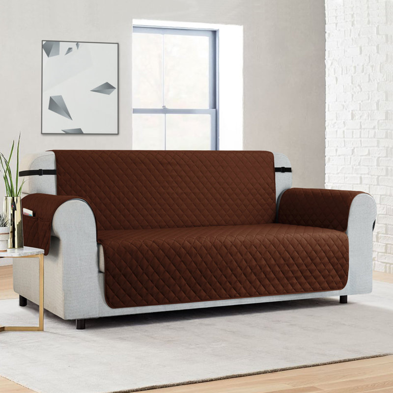 Loveseatss Box Cushion Loveseat Slipcover, 76" H x 98" W x 22" D, Chocolate