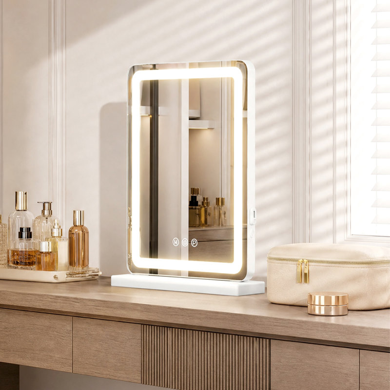 Miroir de courtoisie 33 x 43 cm avec 3 modes de couleur, éclairage DEL à intensité variable et commande tactile