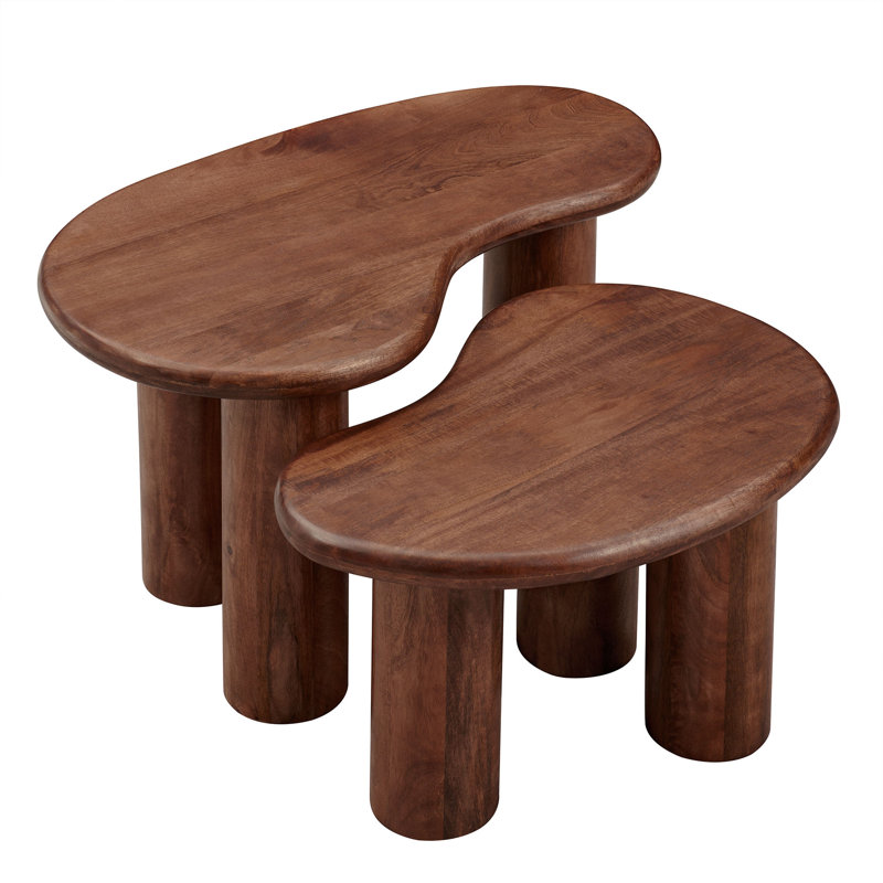 Hackney Mango Wood Nesting Coffee Table Set, Walnut