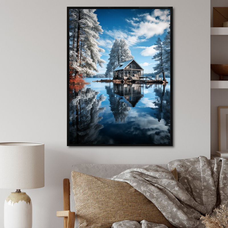 Belbin Lake Tranquil Retreat, reproduction d'art sur toile, H 20 po x l 12 po x P 1 po, Cadre noir
