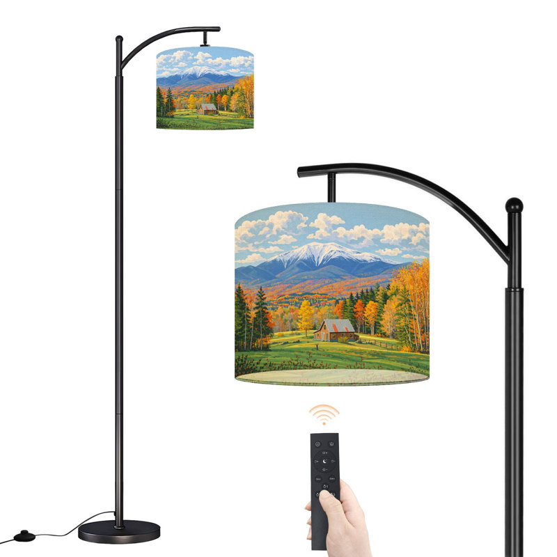 Lampe sur pied à arc avec abat-jour réglable feuillage d'automne coloré mansfield vermont lampe sur pied grange