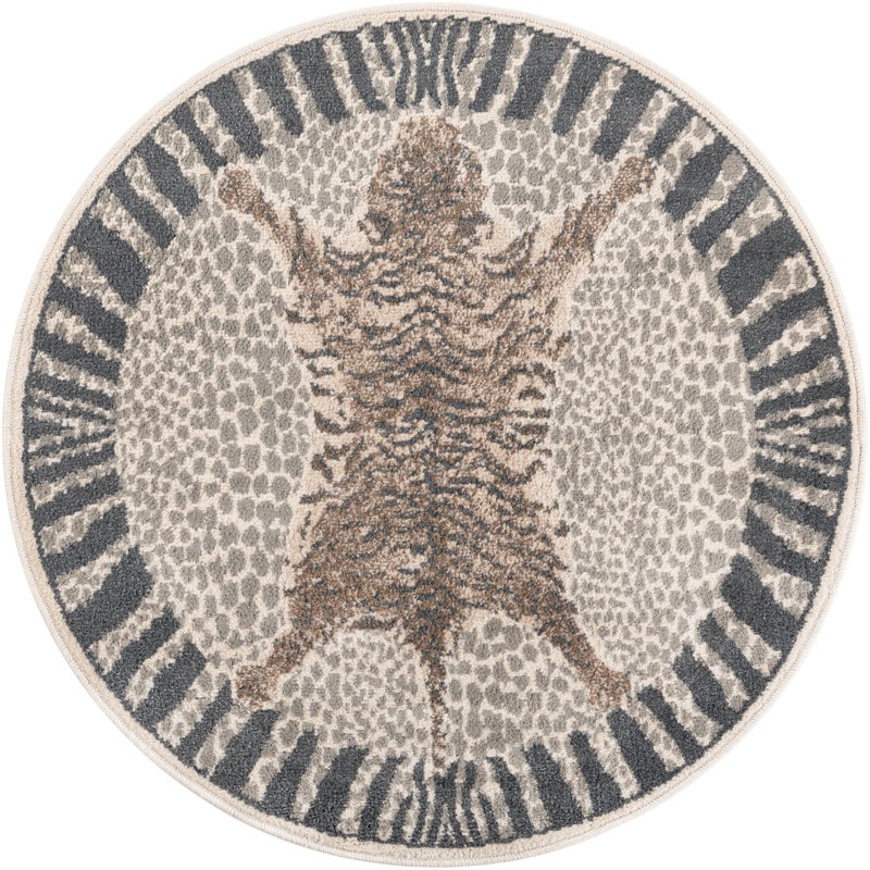 Tigres Wildlife Rug, Round 4'1"