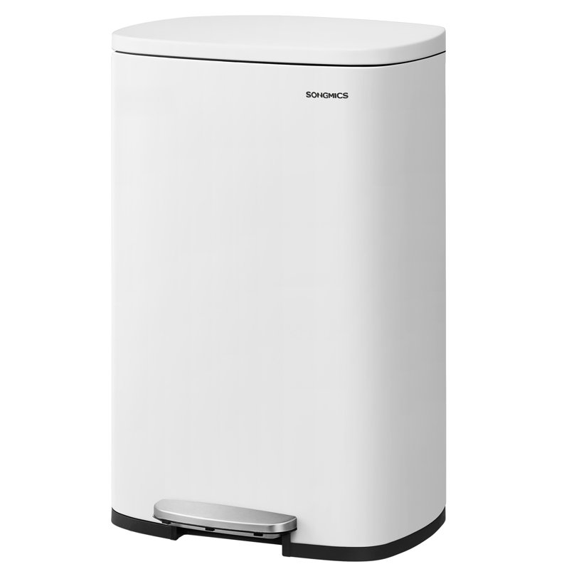 Poubelle à pédale en acier inoxydable 20 gallons résistante aux empreintes digitales avec poignée arrière, Blanc