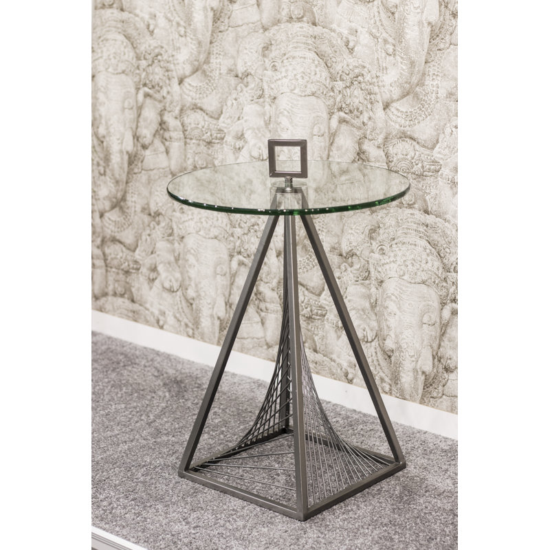 Aquilla Glass Top Pedestal End Table