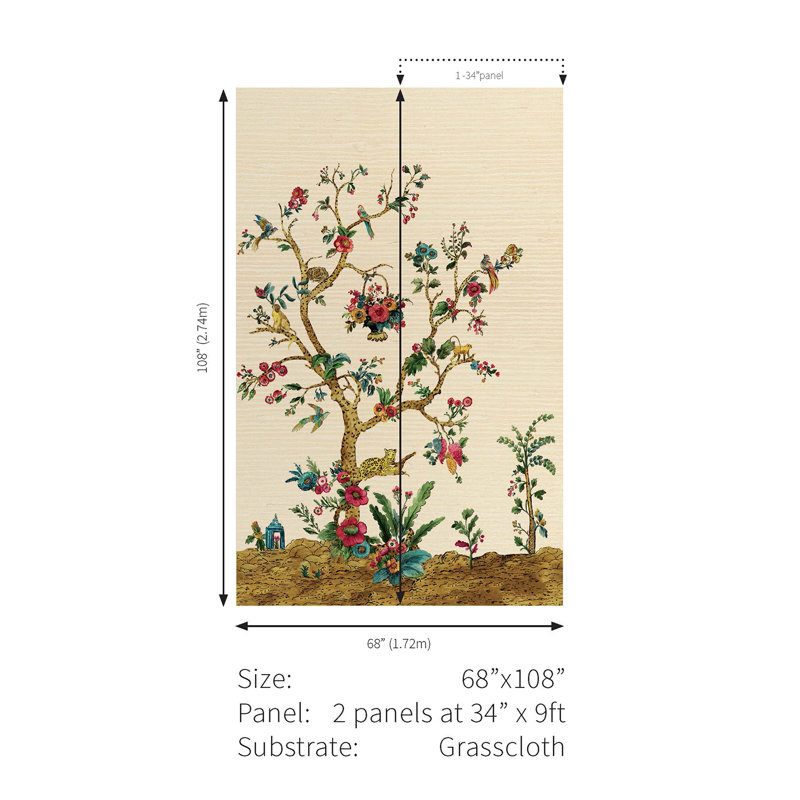 Archbold Grass Cloth Floral Wall Mural