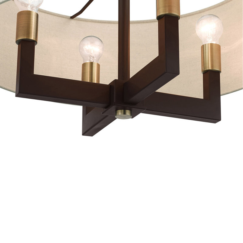 Lustre classique à 4 lumières avec abat-jour