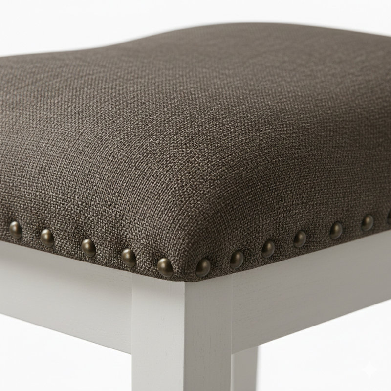 Chairo 24,5 po H Ensemble de 2 tabourets à hauteur de comptoir en bois blanc cassé / gris foncé avec siège en tissu