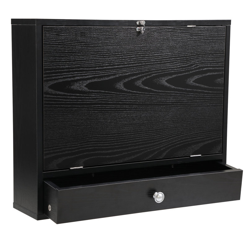 Solid Wood Top Metal Base Computer Desk, Black