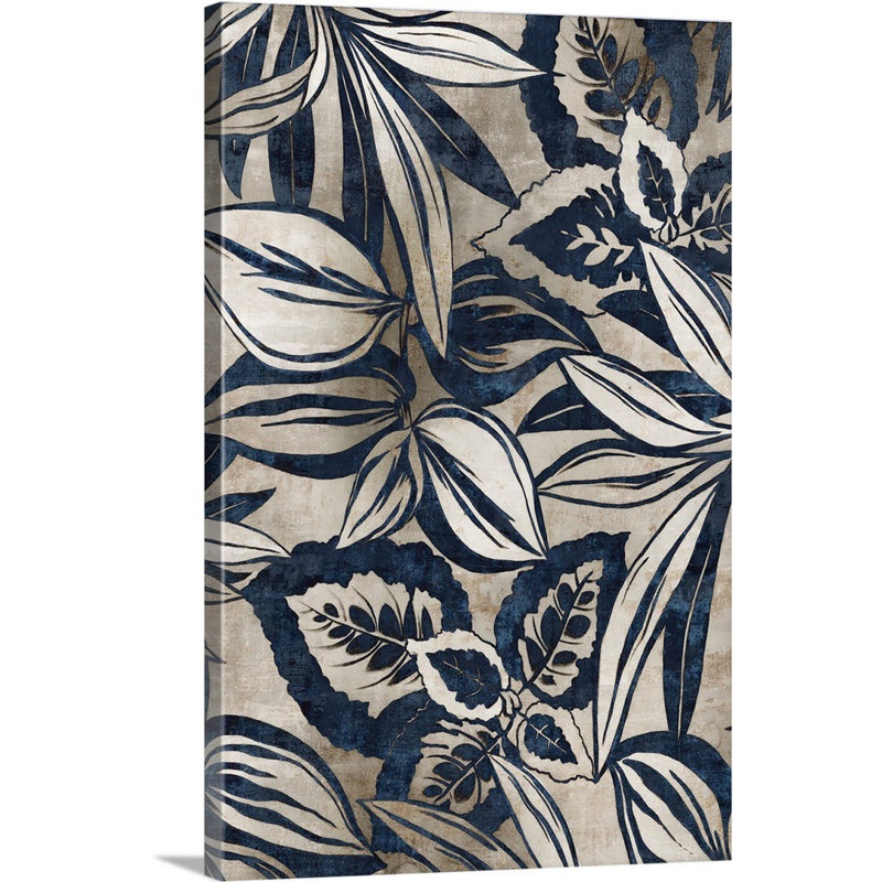 «Blue Foliage II» par Eva Watts - reproduction d'art sur toile, H 36 po x l 24 po x P 1,25 po, Toile tendue