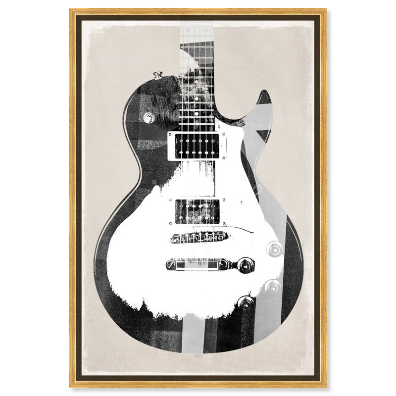 Guitare - impression, Encadrement doré, H 24 po x l 16 po