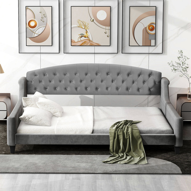 Modern Luxury Tufted Button Daybed, Gray, Full/Double