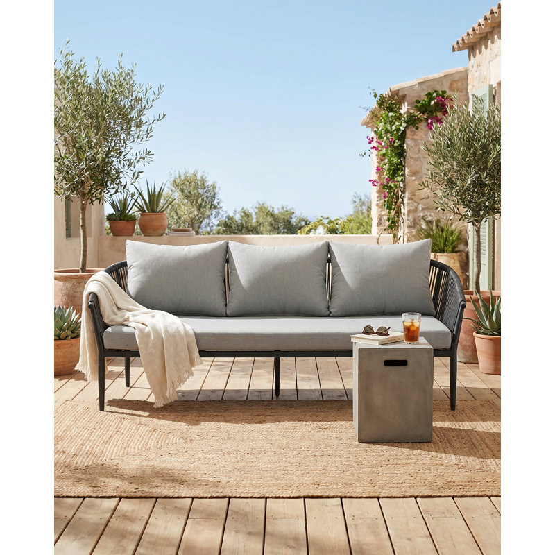 Canapé à accoudoirs 3 places avec coussin amovible et corde réglable 81 po