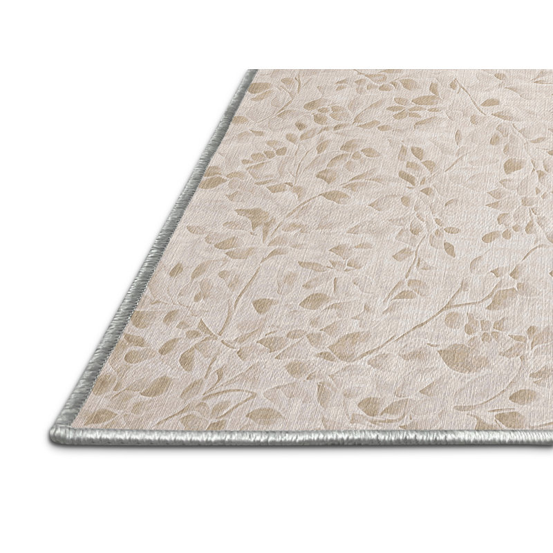 Machine Washable Beige Area Rug, Square 4'